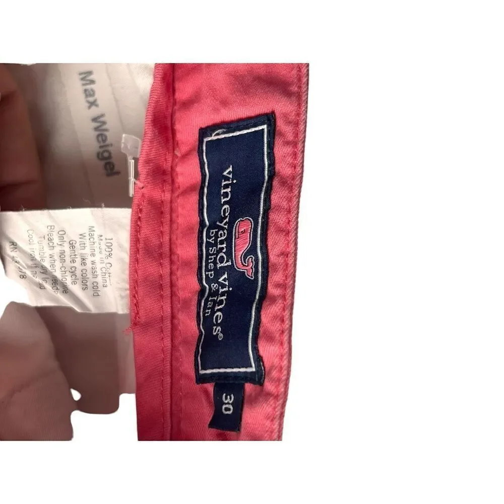 Vineyard vines men’s club shorts flat front chino salmon pink shorts 30